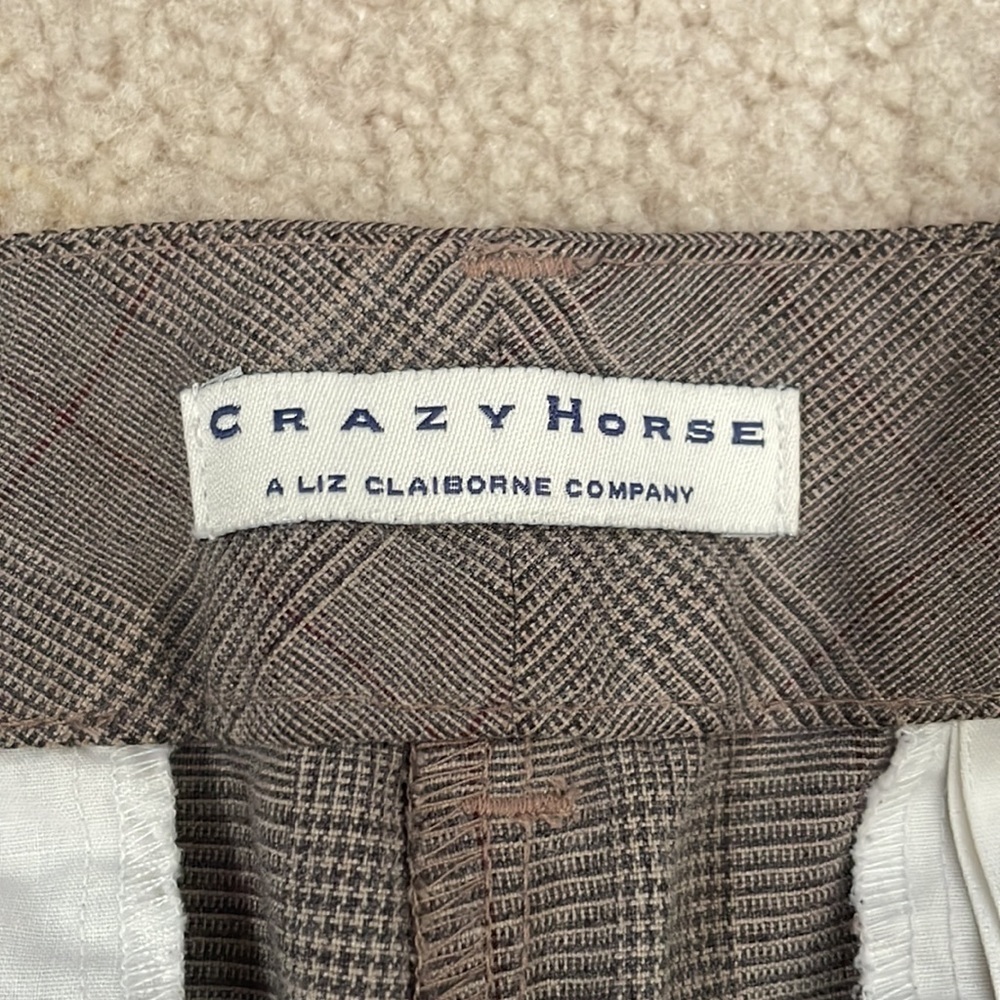 Crazy Horse by Liz Claiborne Brown and Tan Plaid Wide Leg Trousers/Dress Pants - Picture 3 of 6